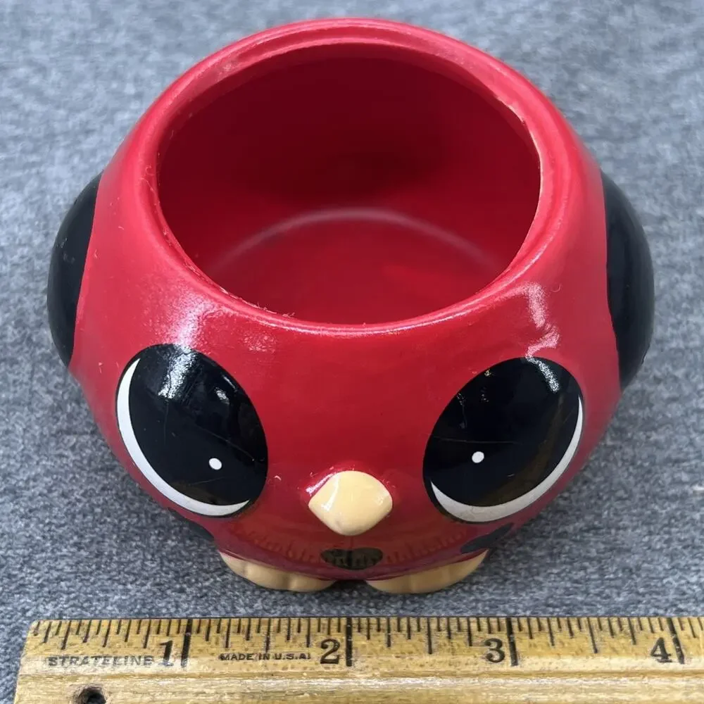 Succulent Planter Red Love Bird Big Eyes Rocket Farms Kitschy Cute Round Plants